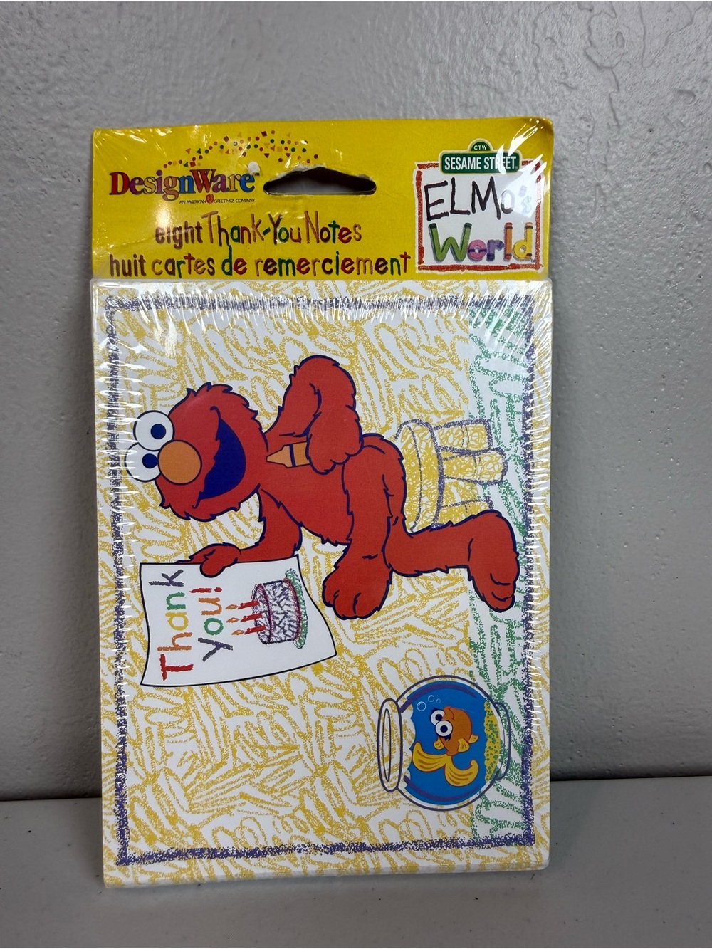 Vintage y2k Elmo's World party thank-you cards (2000) sealed package